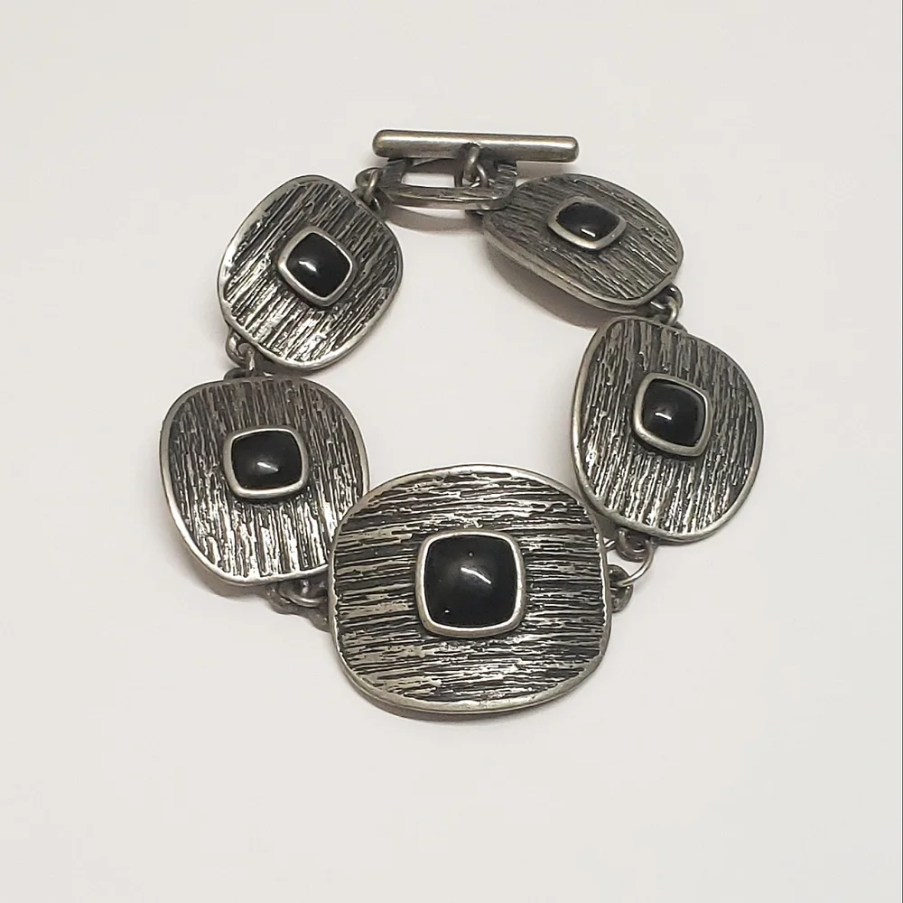 Lia Sophia Silver & Black Stone Bracelet